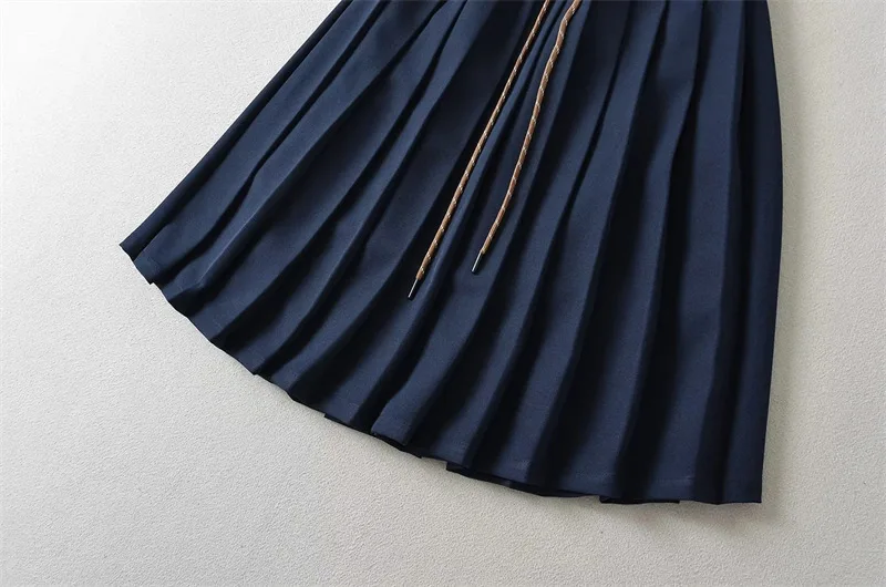 Women Drawstring Pleated Batavia Midi Skirt