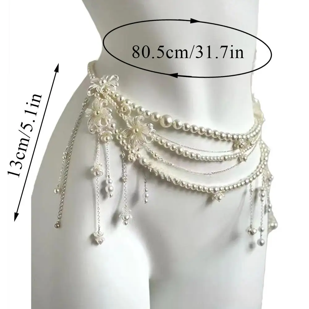 Fairy Tassel Flower Pearl Multi-Layer Waist Chain INS Women'S Matching Waist Accessories Waist Chain Ladies' Body Chain Jewelry