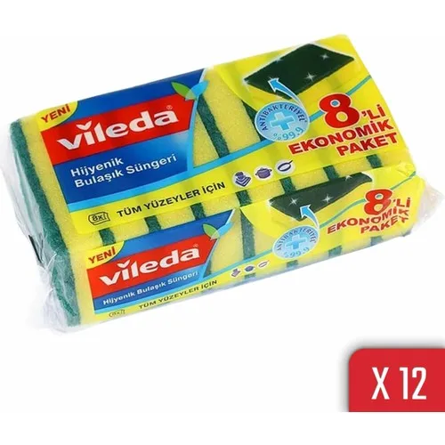 Vileda 8'li Green Flat Hygienic Scouring pad 12'li Package | Дом и сад
