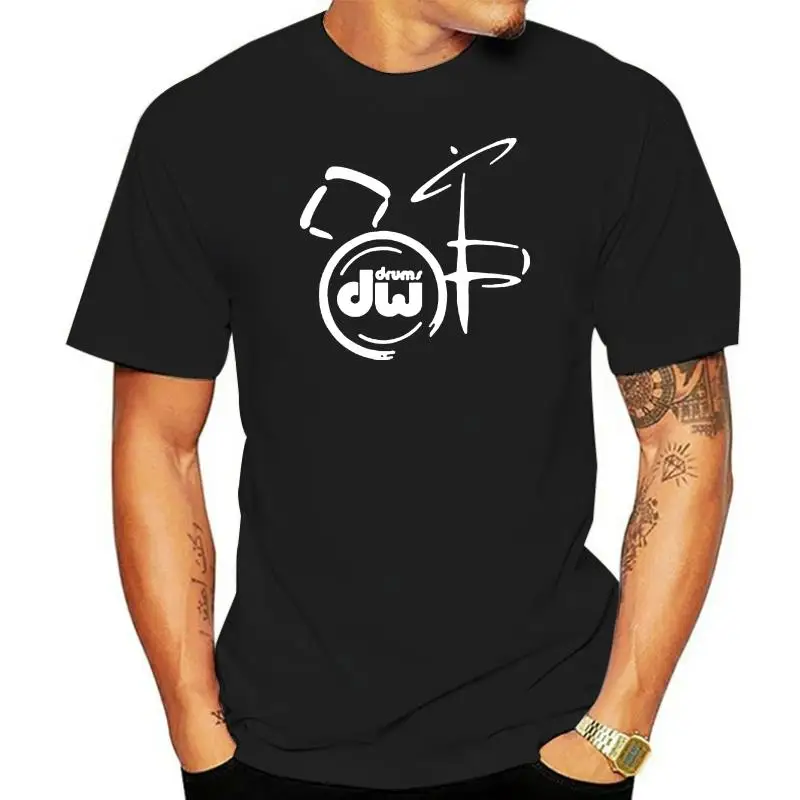 

DW Drum Music Instrument Logo Men Black T Shirt Size S-3XL Cotton Loose Short Sleeve Mens T-Shirts Round Neck Clothes