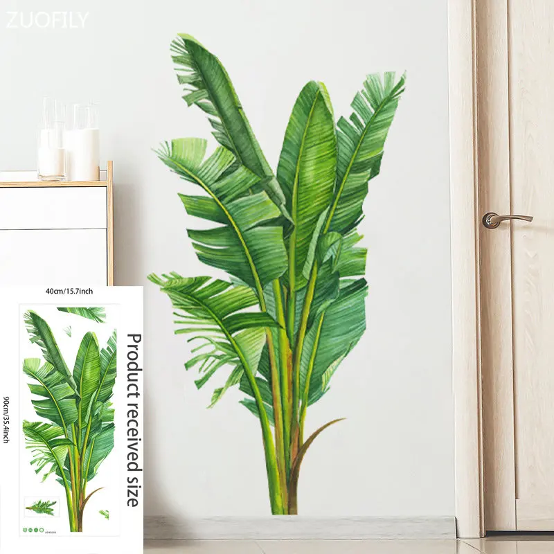 Tropical Green Palm Leaves Wall Sticker Mural - Large Vinyl Art