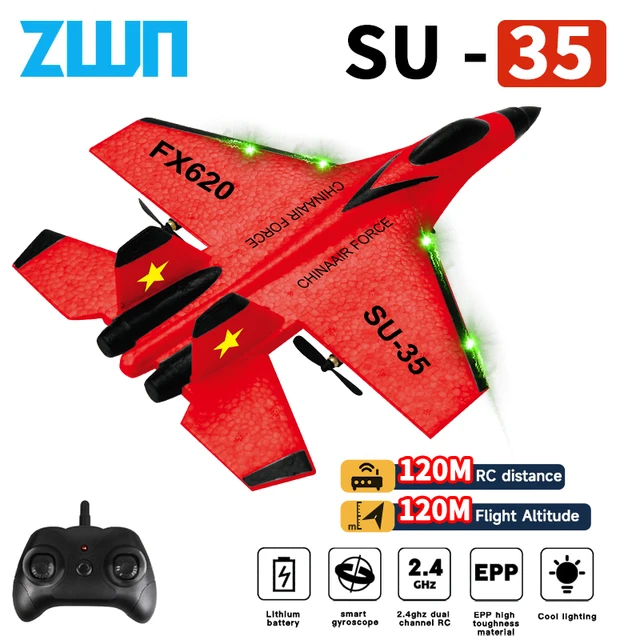 RC Plane SU35 2.4G With LED Lights Aircraft Remote Control Flying Model Glider EPP Foam Toys Airplane For Children Gifts 1