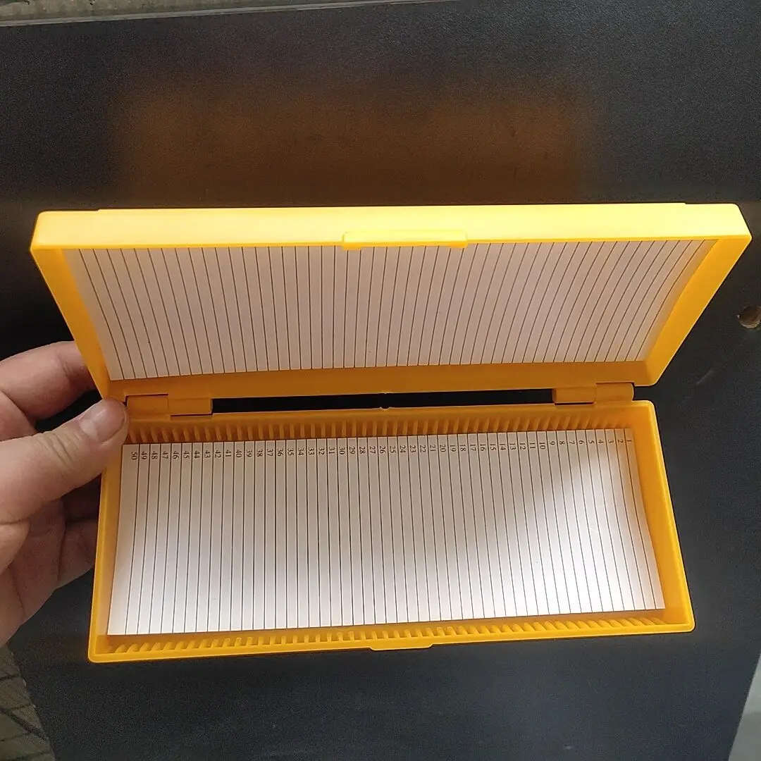 Wooden Microscope Storage Box Case Container Slide Holder