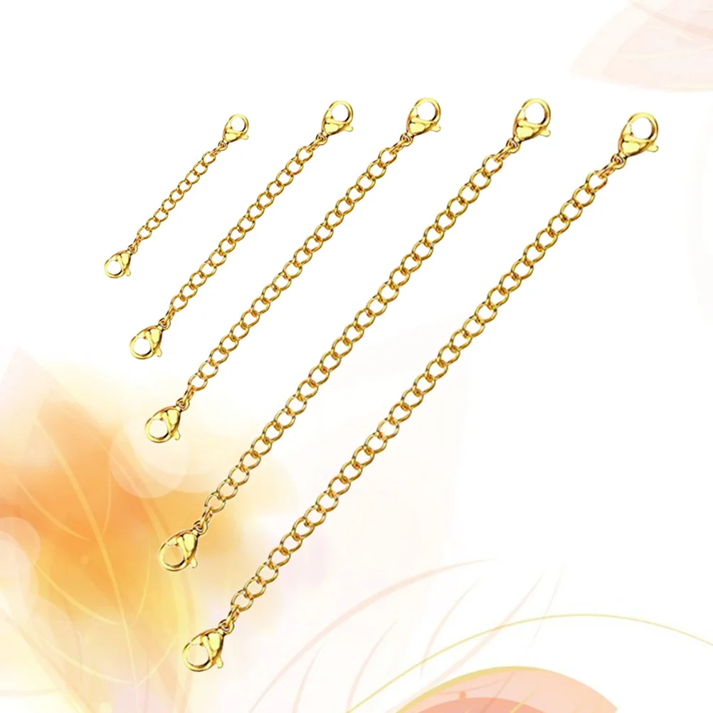 

5PCS Extender Chain with Double Lobster Clasps Golden Jewelry Extension Chain for Necklace Bracelet Anklet Jewelry Making