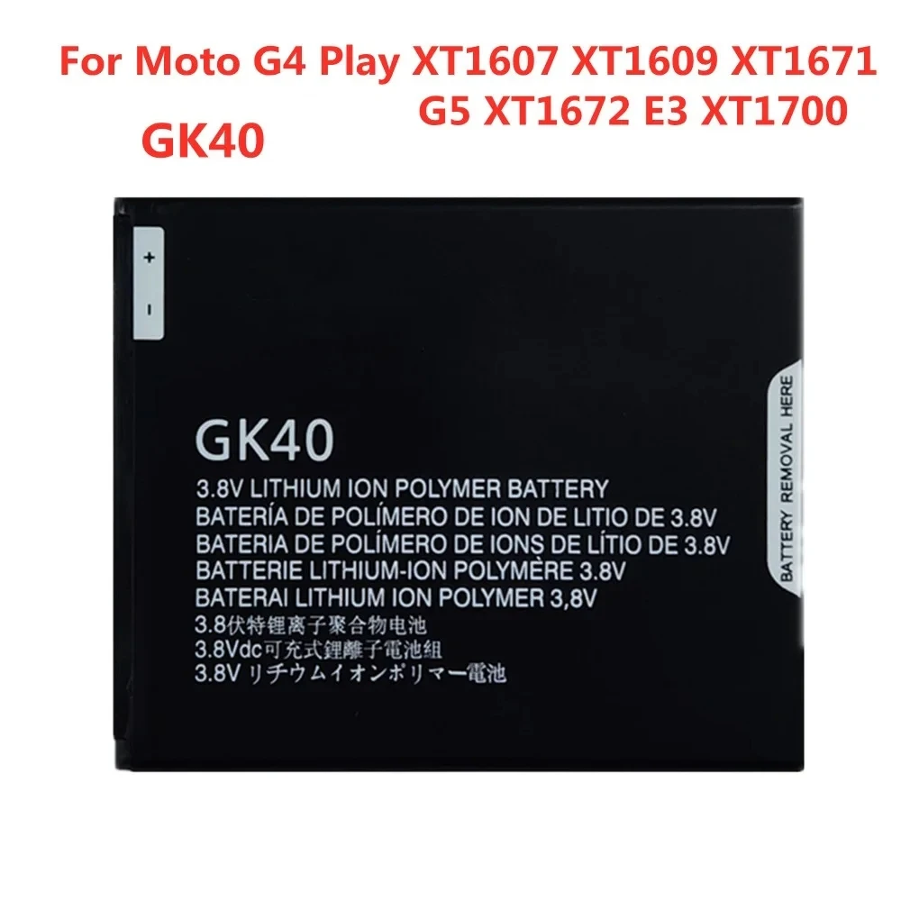 

GK40 Phone Battery For Motorola Moto G4 Play XT1607 XT1609 XT1670 XT1671 G5 XT1672 E3 XT1700 XT1675 High Quality Battery Bateria