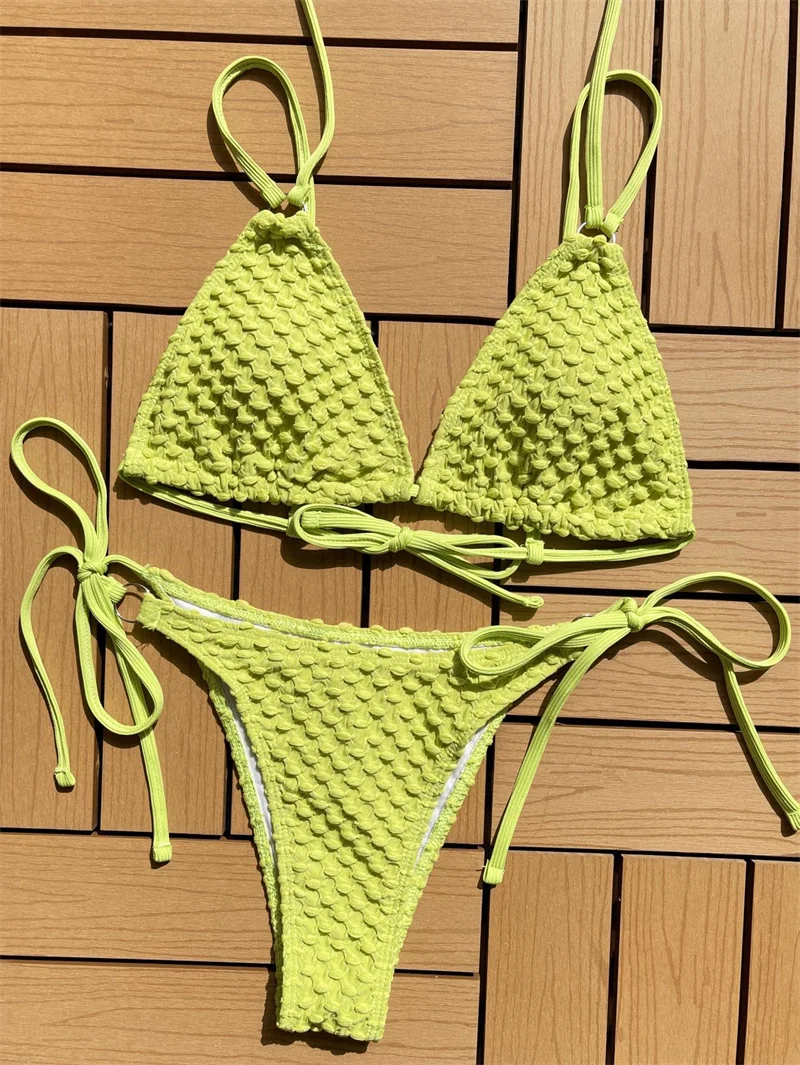 Fashion Bikini Swimwear Women Summer Sexy High Cut Swimsuit Bathing Suits Solid Color Bikinis 2PCS Set Beachwear