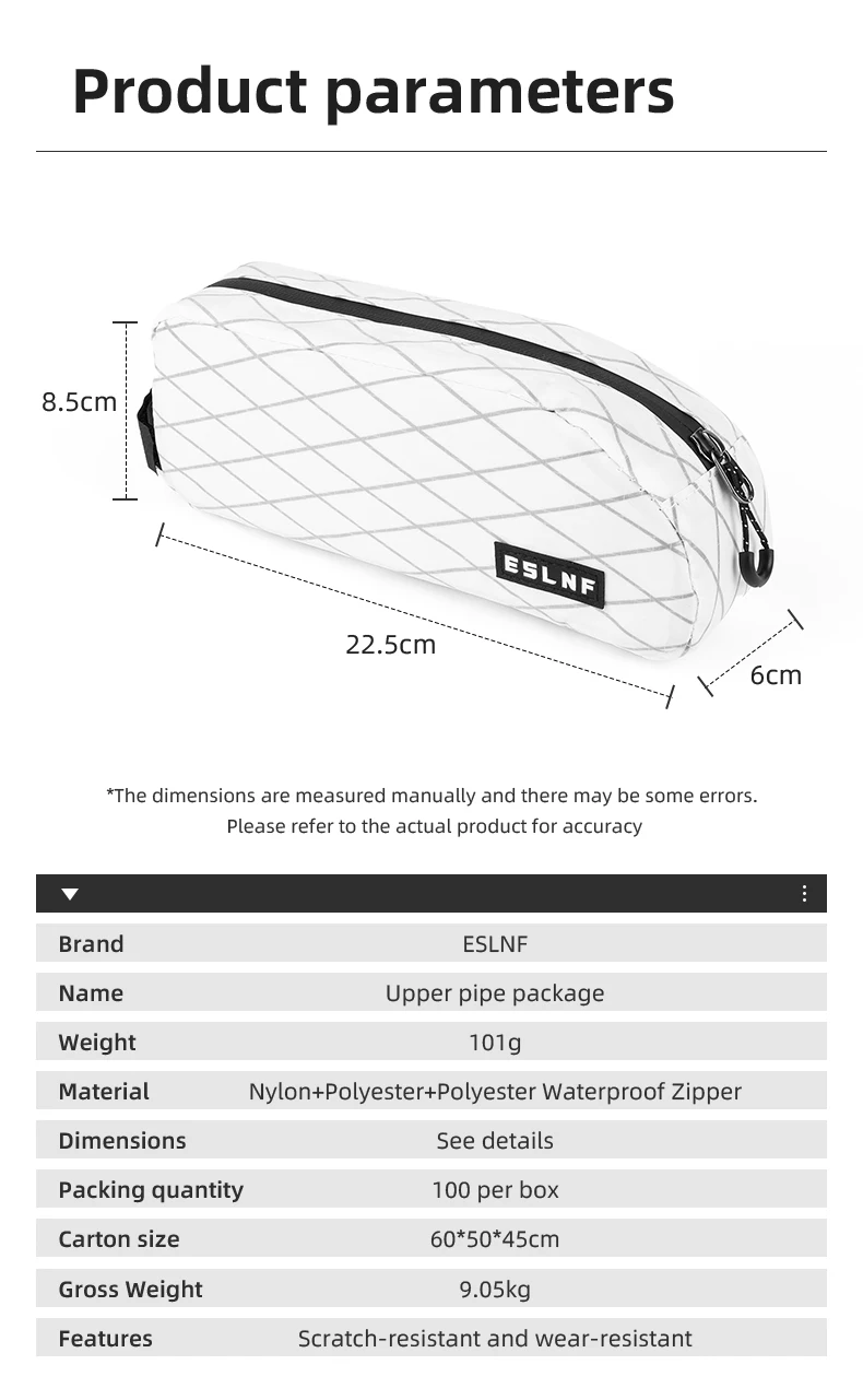 ESLNF Rennrad-Oberrohrtasche, tragbar, langlebig, Rahmen, Vorderrohr, Fahrradtasche für die Aufbewahrung von Fahrradzubehör, leicht – Detail 3
