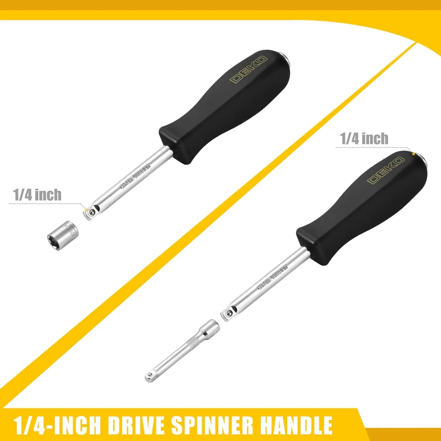 DEKO DKSE85 85-Piece 1/4" and 3/8" Drive Socket Wrench Set with Spinner Handle,Screwdriver Set,for Auto Repairing & Household