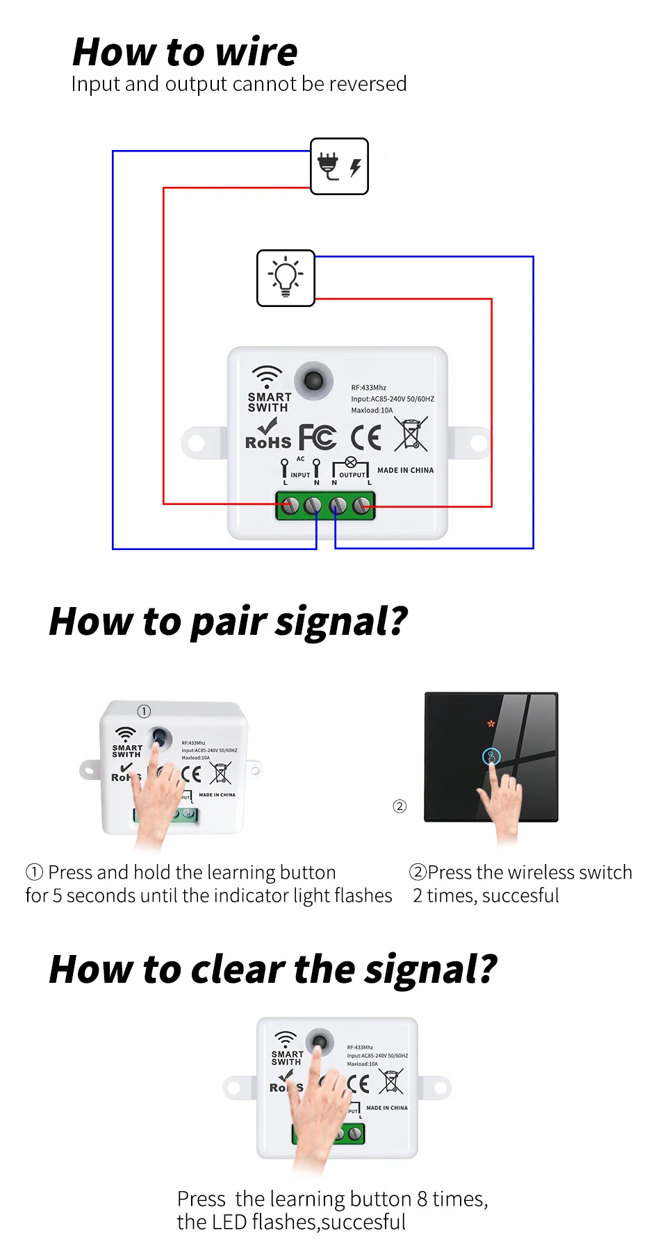 Controle Remoto, Interruptor De Toque Sem Fio,