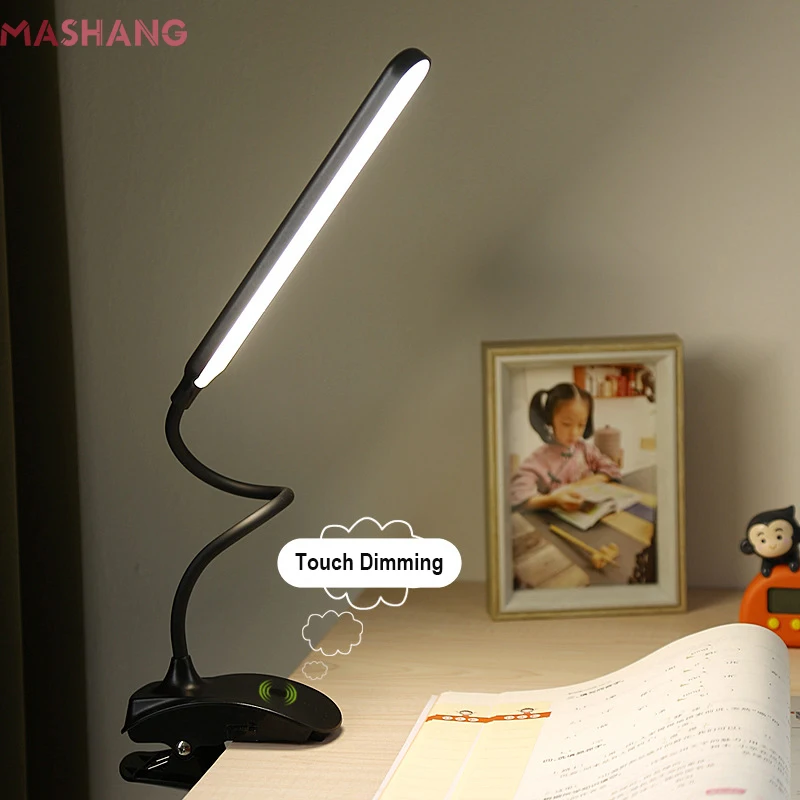 Usb Led Desk Lamp Clip on Table Light 3 Colors Touch Dimming Study Table Lamp Eye Care Bedside Reading Night Light Room Decor