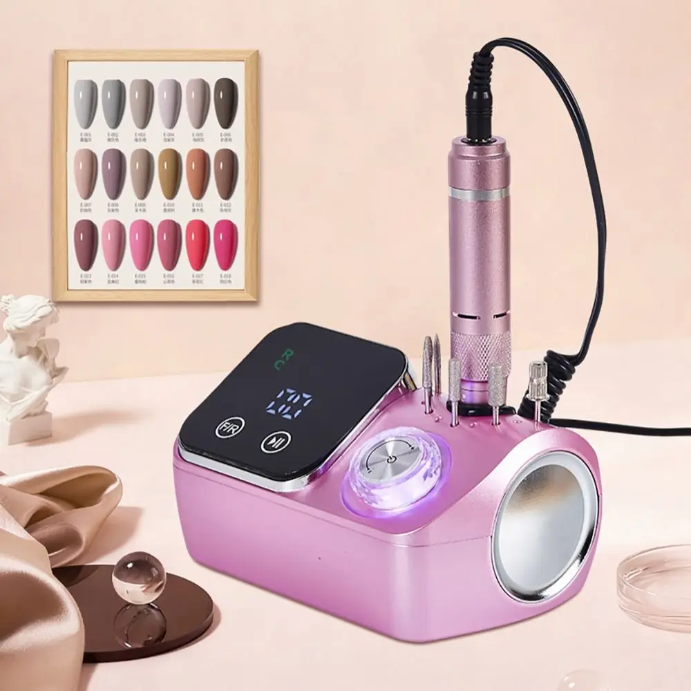 휴대용 ABS 전동 네일 드릴 머신 충전식 45000RPM E파일 네일 드릴 핑크 LCD 디스플레이 네일 드릴 머신 가정용