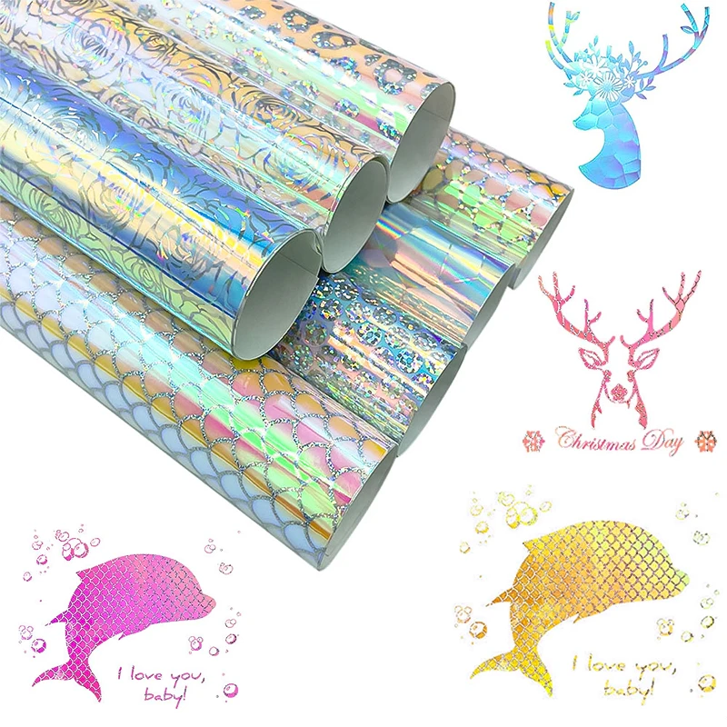 Cold Laminating Film Paper Hologram Flowers Dot DIY Self-adhesive Paper Film Transparent Package Card Photo Laminating