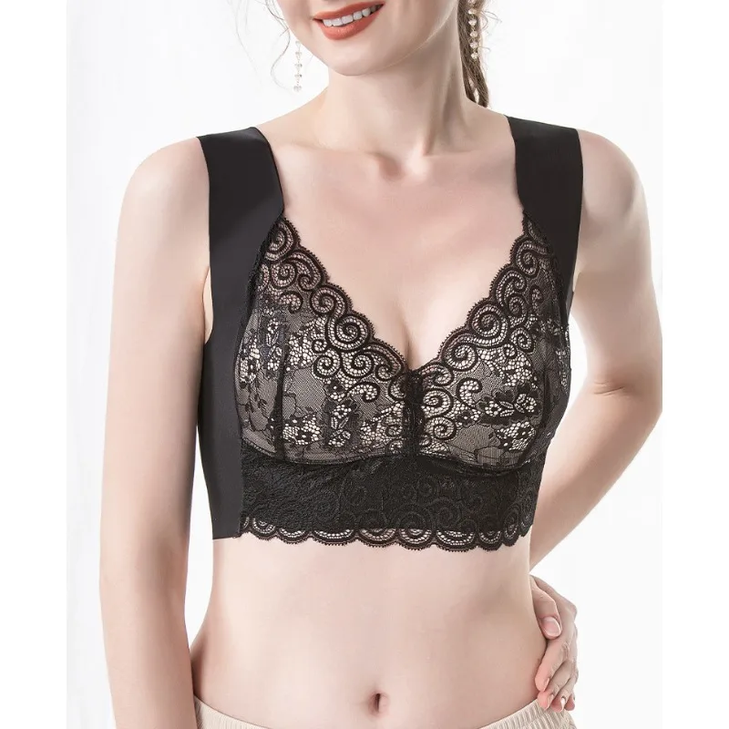 Women Lingerie Bra Lace Trackless Sports Thin Breathable Soft Comfortable Casual No Underwire V-Neck