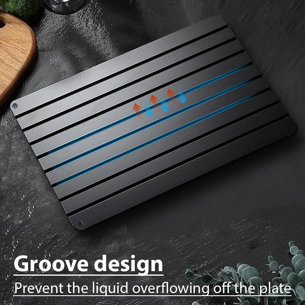 Defrosting Tray Dishwasher Safe Large Thawing Plate with Drip Tray Set Non-Stick Coated Thawing Board For Frozen Meat and Food, defrosting tray