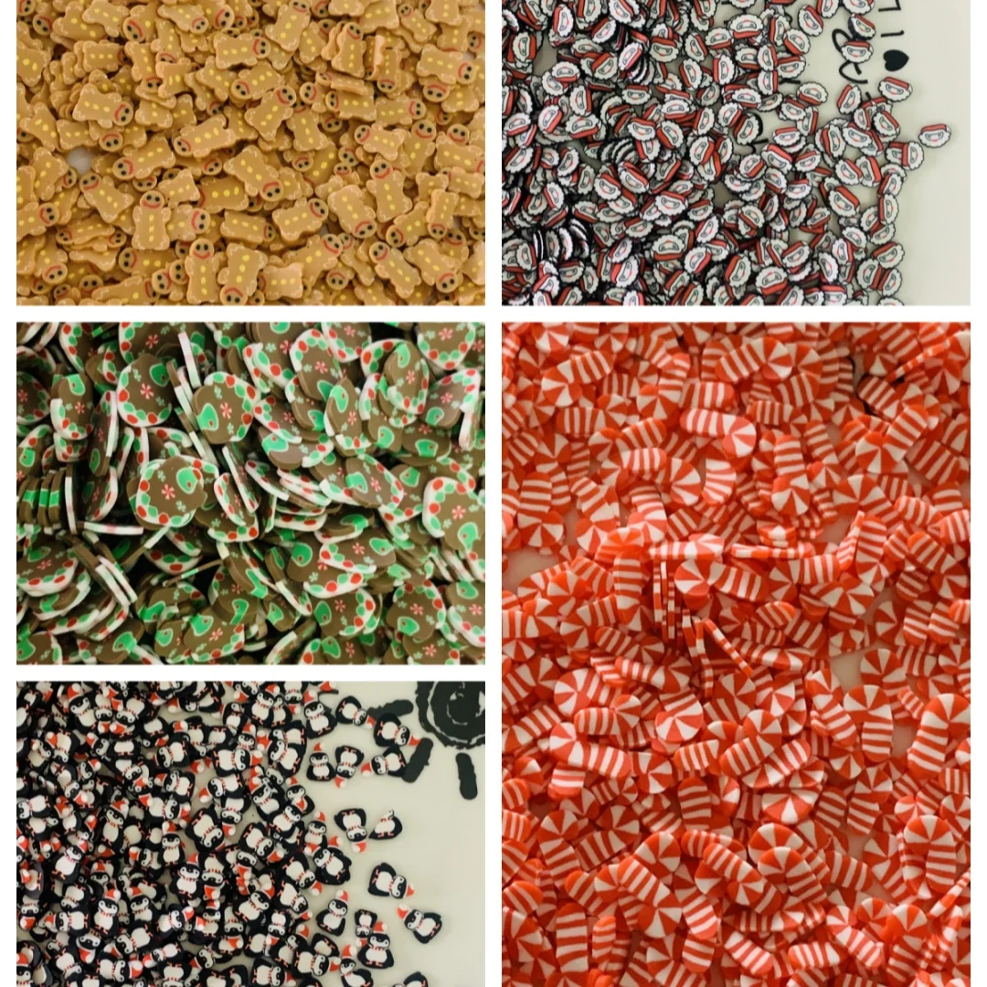 100g Cute Christmas Gingerbread Man Fimo Slices Clay Polymer Sprinkles ...