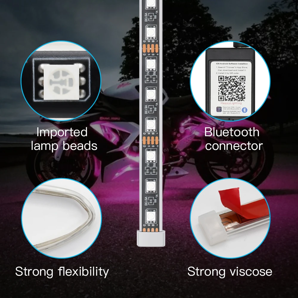LED Lights for Motorcycle RGB APP Sound Control Electronic Accessories for Motorcycles Backlight Flexible Decoration Light Strip motorcycle led lights,motorcycle accessories