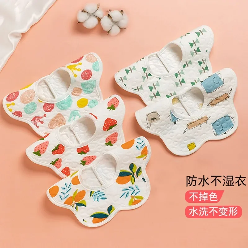 

Waterproof bib pure cotton gauze all cotton children's petal baby bib baby 360-degree rotating spit towel bib
