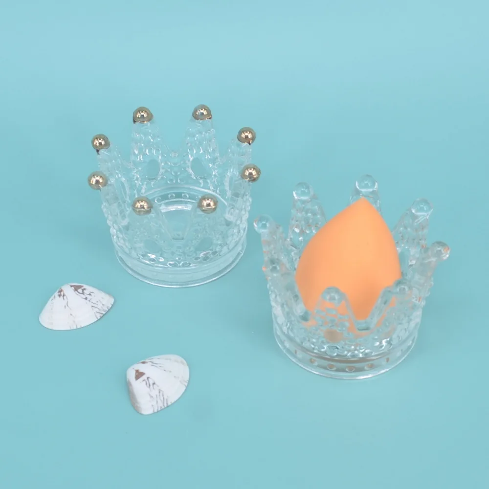 Cosmetic Egg Storage Box Beauty Sponge Stand Glass Storage Case Makeup Blender Puff Holder Empty Cosmetic Transparent Puffs Box 6
