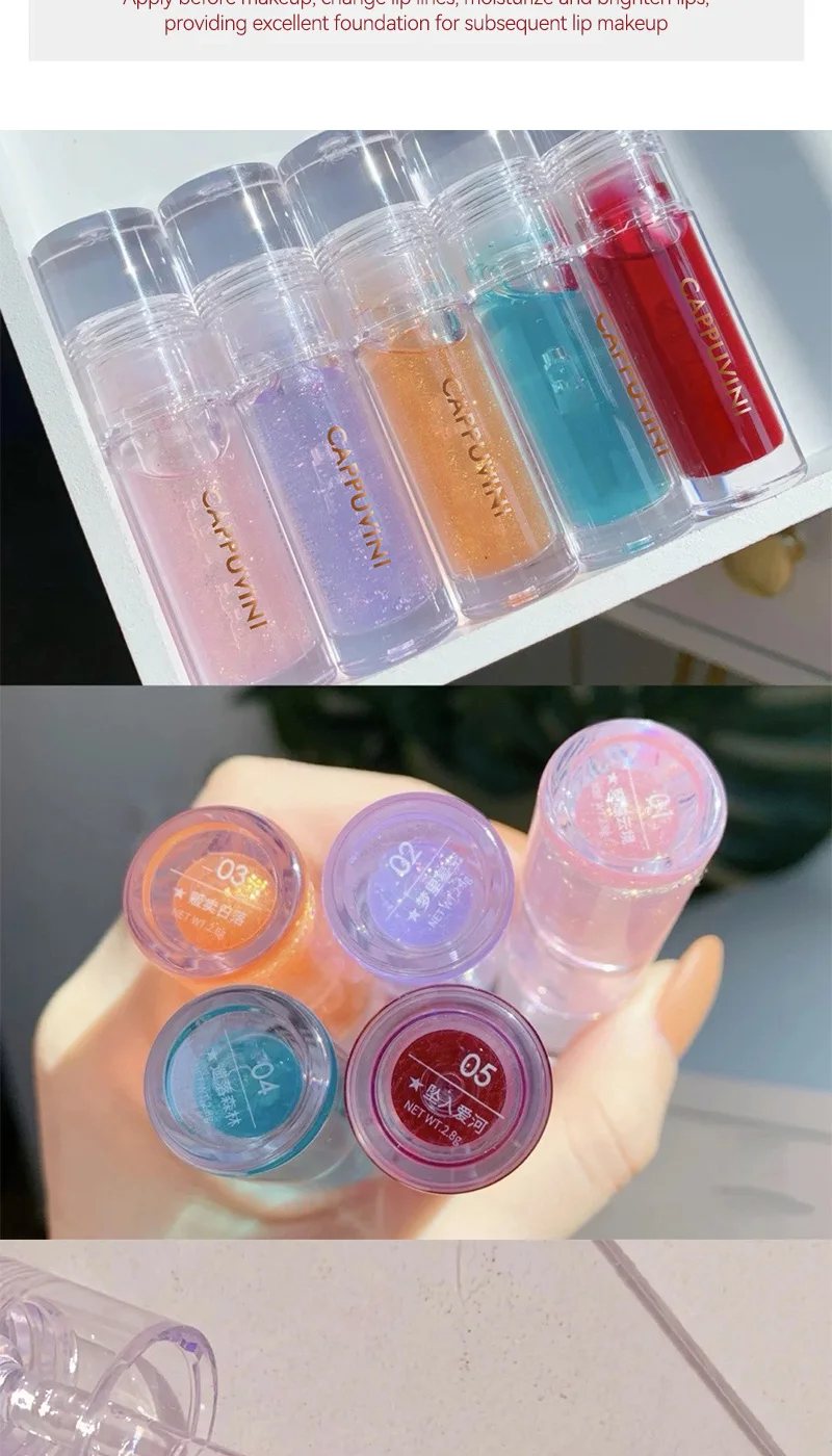 Description Picture 5 of itemCappuvini Ice Stick Shape Lip Oil Balm Transparent Texture Moisturizing Hydrating Luminous Lips Long-Lasting Moisture,