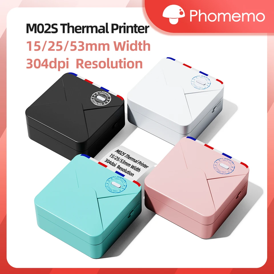 Phomemo-ポータブルサーマルミニプリンター,m02s,300dpi,インク