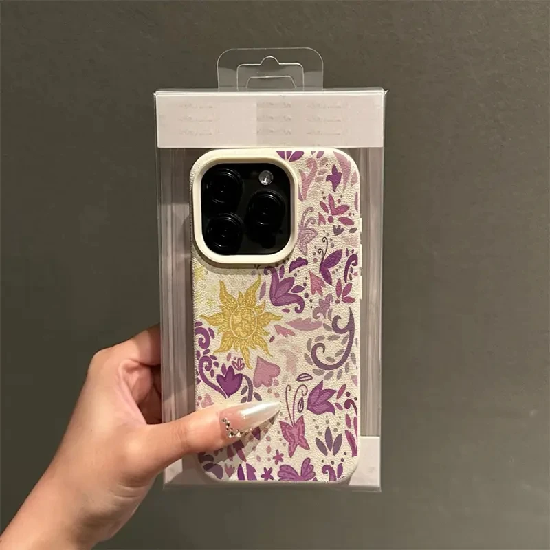 Purple Sun Leaf Lichee Pattern Silicone Phone Case Cover