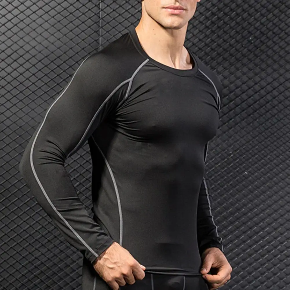 

Slim-cut Athletic Top Slim-fitting Sport Top Men's Long Sleeve Summer Sports T-shirt Quick Dry Breathable Fitness Top with Sweat
