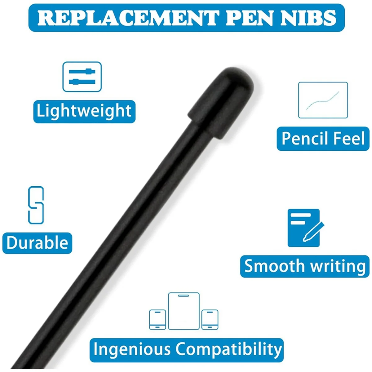 Standard Pen Nibs for WACOM, 12Pcs Black Replacement Refill Pen Tips for Wacom Intuos Pro, Wacom IMobileStudio Pro