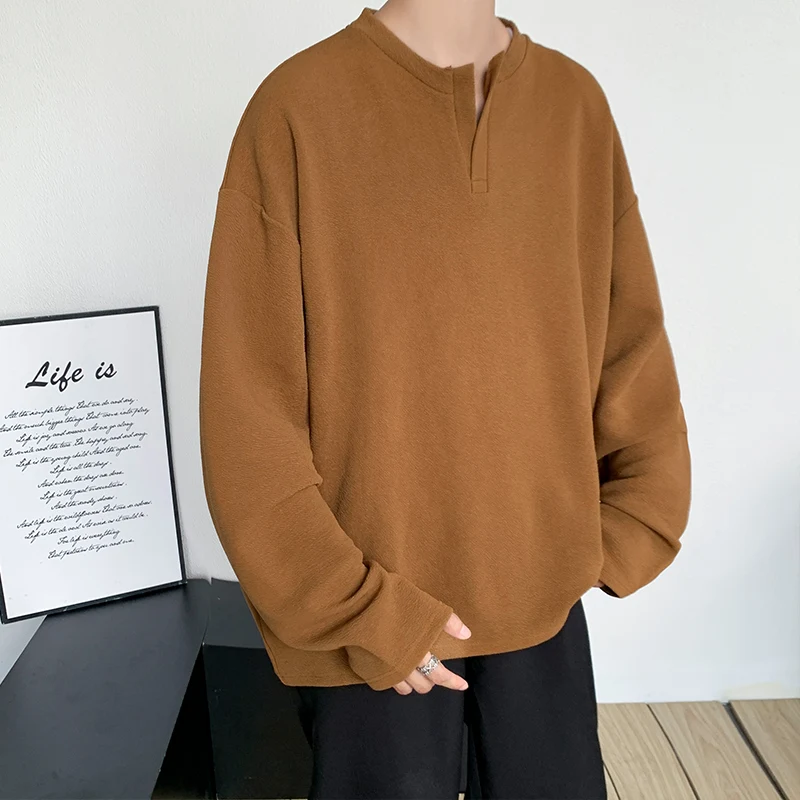 

Stand Neck Men Sweatshirts Spring Autumn Casual Homewear Loose Trendy Shirts Handsome Mature Male Tops Steetwear Oversize Coats