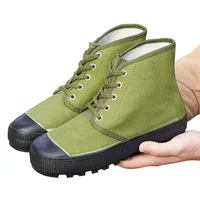 High-Top Men's Liberation Shoes Anti-Piercing Work Boots Canvas Uppers Rubber Soles Flat Bottom for Construction Sites