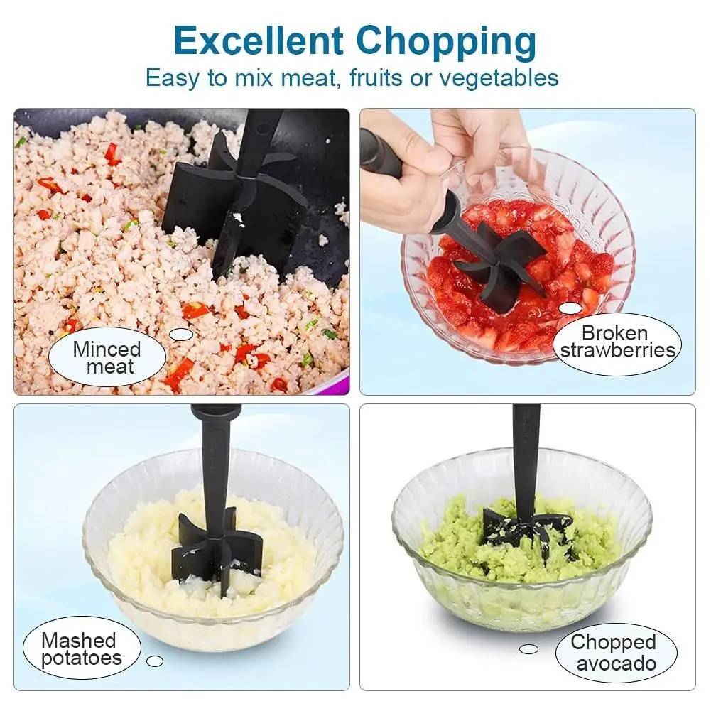  Meat Chopper for Ground Beef - Heat Resistant Ground Beef  Smasher for Hamburger Meat - Nylon Hamburger Chopper Utensil - Ground Meat  Chopper and Meat Masher - Easily Mix and Chop