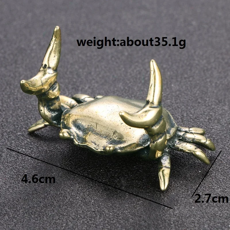 Pure Copper Crab Statue Ornaments Copper Handmade Antique Animal Miniature Statue Desk Ornaments Home Decoration