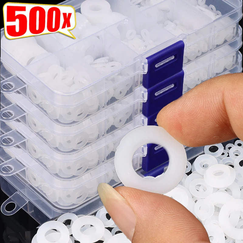 Kit De 500 Arandelas Planas De Nylon Negro – Tamaños M2, M2.5, M3, M4 – Para Tornillería Fina