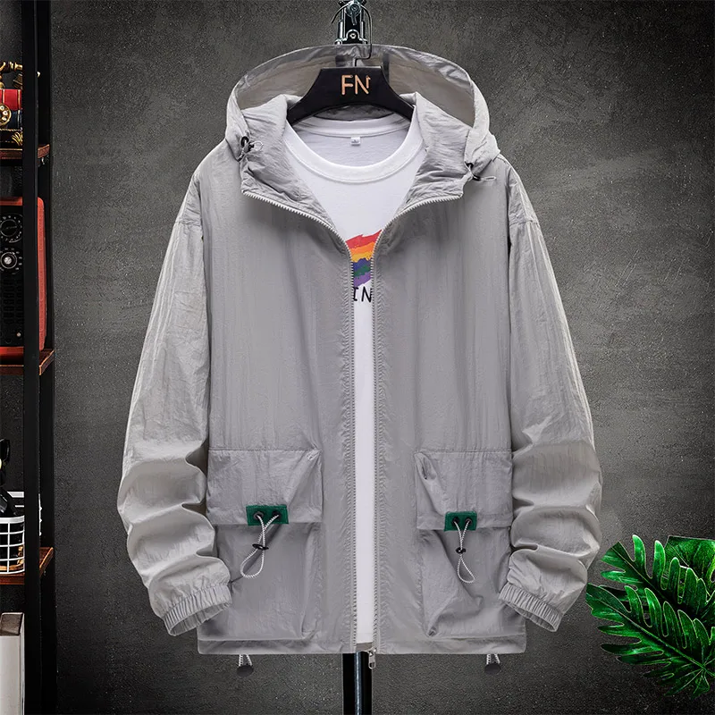Männer Mantel Sonne UV Schutz Mit Kapuze Oversize 6XL 7XL 8XL Plus Größe Sommer Jacke Angeln Unisex Licht Atmungsaktive Sport Schnell Trocknend – Detail 15