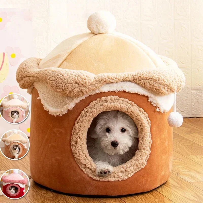 

Winter Cozy Pet House Dogs Soft Nest Kennel Sleeping Cave Cat Dog Puppy Warm Thickening Tents Bed Nest For Small Dogs Cats