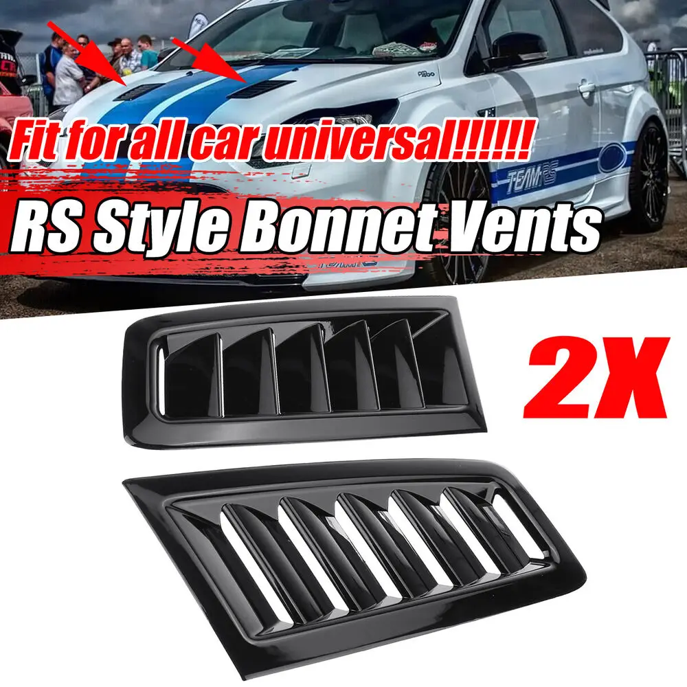 2pcs Rs Style Car Front Engine Hood Vents Air Inlet Abs