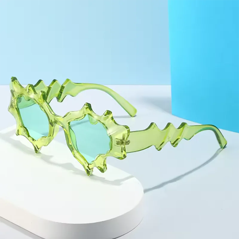 Niche Ice Ribbed Exaggerated Sunglasses Avant-garde Spicy Girl Transparent Crystal Clear Jelly Colored Instagram Sunglasses