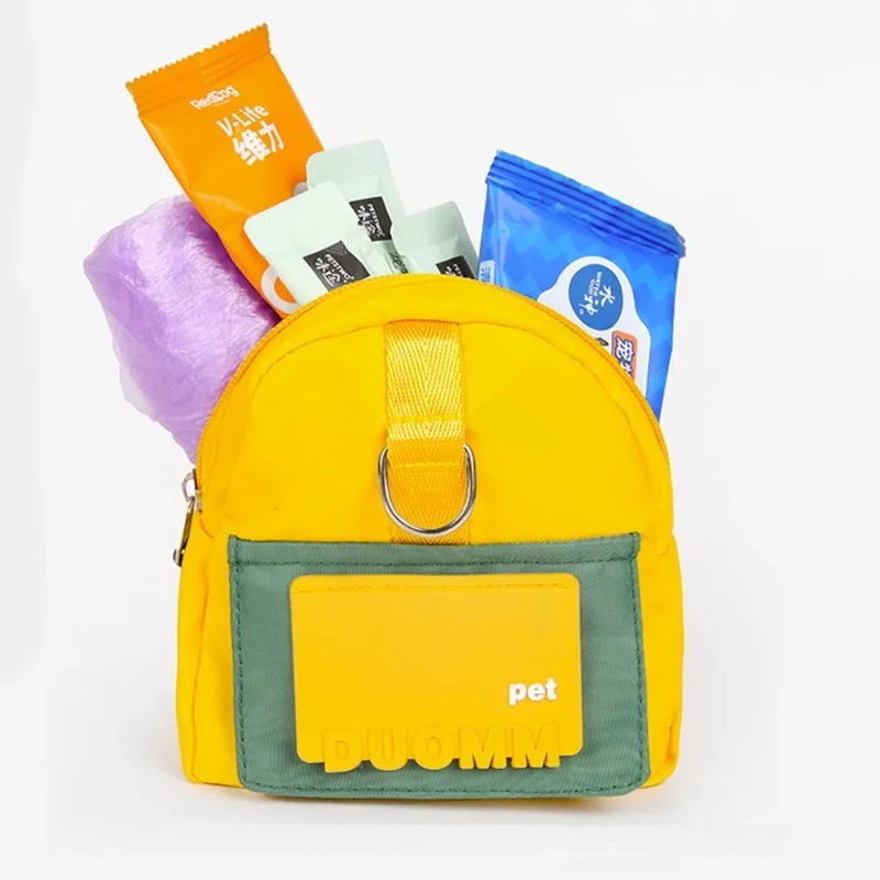 Pet Snack Storage Bag Backpack With Harness Collar Outdoor Adjustable Suitable Travel Walk