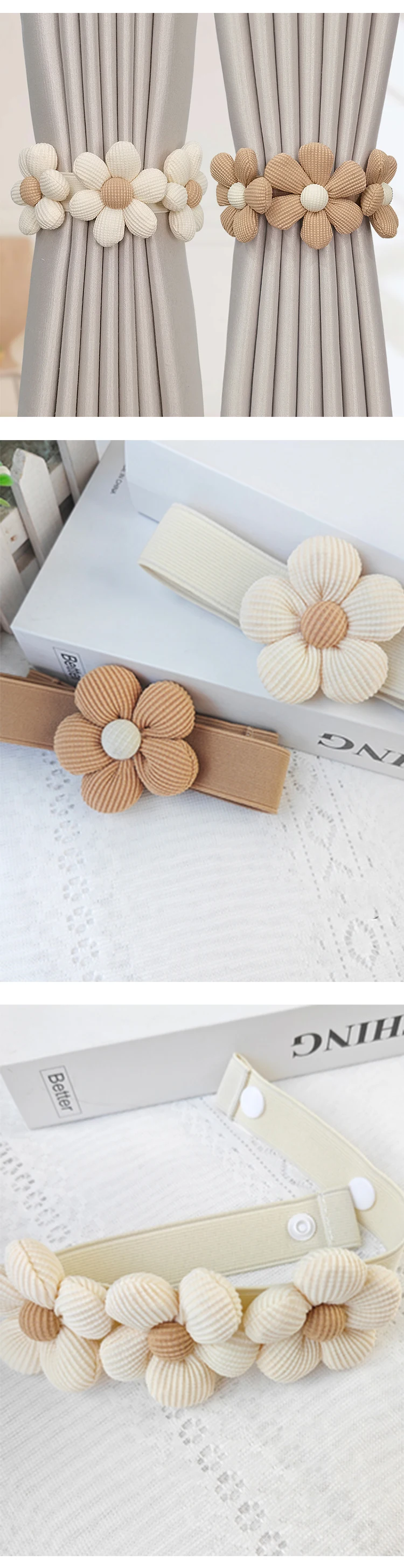 Description Picture 5 of item1 Piece Set Cartoon Flower Curtain Ties Kids Room Curtain Straps Decorative Buckle Clip Curtain Accessories Home Decoration