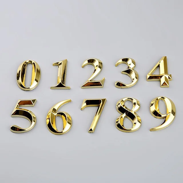 Introducing 3D Gold Color Digits Door Sign Number Sticker Plate