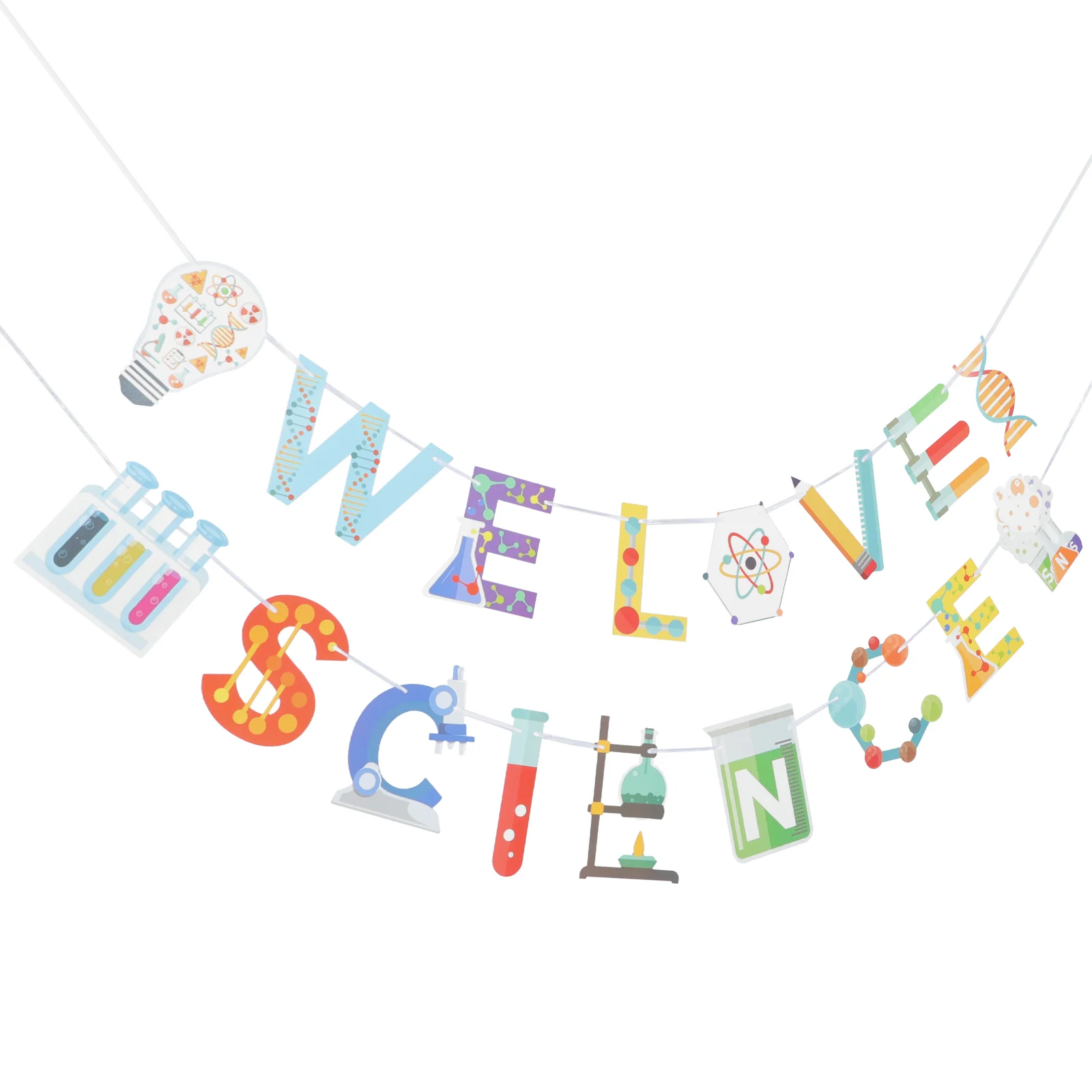 

Science Theme Hanging Flag Birthday Party Banner Classroom Flags Decor Decorations Paper Durable Indoor Outdoor