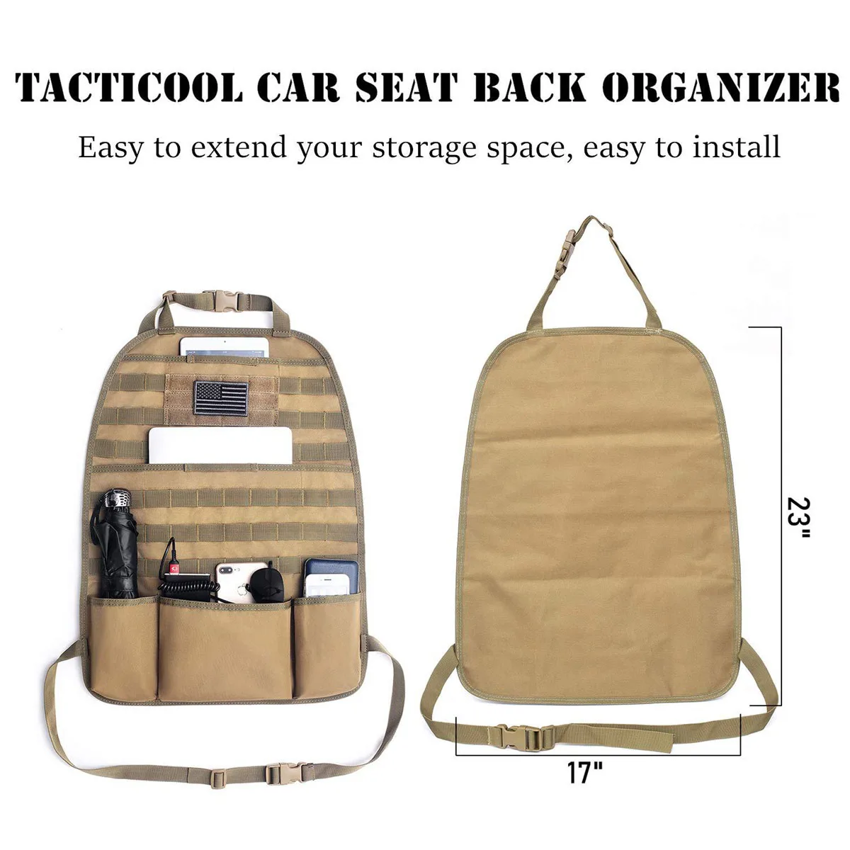 Nylon Tactical Molle Car Seat Organizer Storage Bag for Hunting