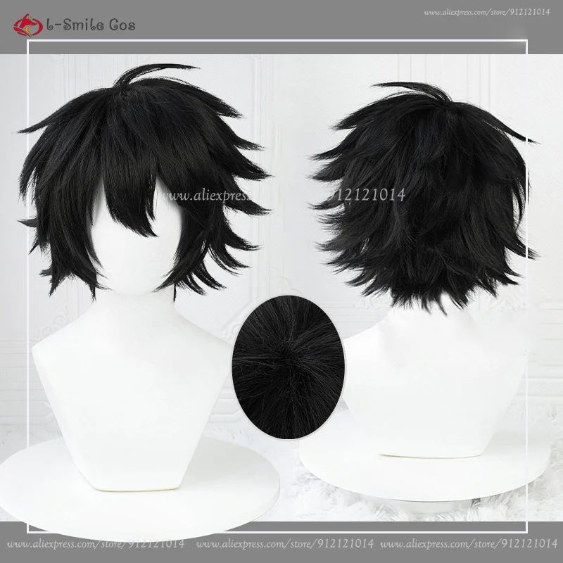 

Anime Death Note L Lawliet Cosplay Wig 30cm Short Black L Wigs Heat Resistant Synthetic Hair Halloween Party Wigs + Wig Cap