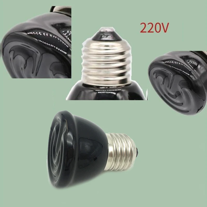 Mini Pet Reptile Infrared Ceramic Heating Lamp 220V Heat Emitter Light Bulb 50W 75W 100W E27 Turtle Warm Bulbs D1