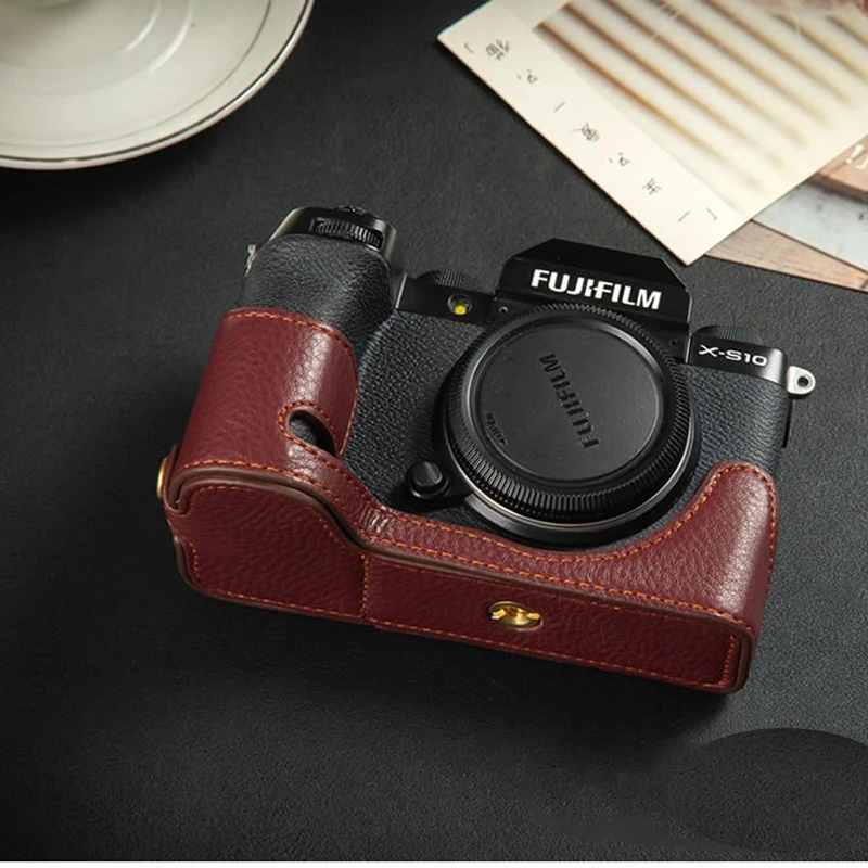 Per Fujifilm Xs10 X-S10 Gfx100S Borsa Per Fotocamera Custodia Per Fotocamera In Vera Pelle Fuji Gfx100S Mezza Custodia