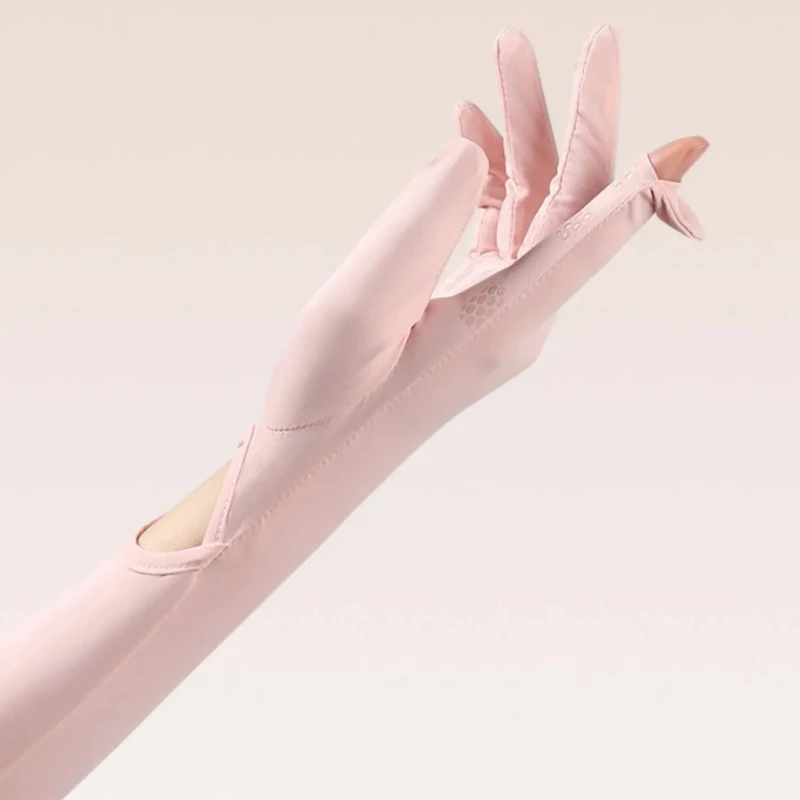Sun Protection Gloves Women's Long Ice Silk Sleeve Cover Summer Outdoor Cycling Driving Anti-UV Touchscreen Finger cover Sleeves