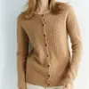 Knitted Sweaters Cardigan Cashmere Sweater Women Coat 100% Merino Wool Long Sleeve Top Fashion Jacket Winter Fall Clothes Female 1