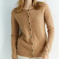 Knitted Sweaters Cardigan Cashmere Sweater Women Coat 100% Merino Wool Long Sleeve Top Fashion Jacket Winter Fall Clothes Female 1