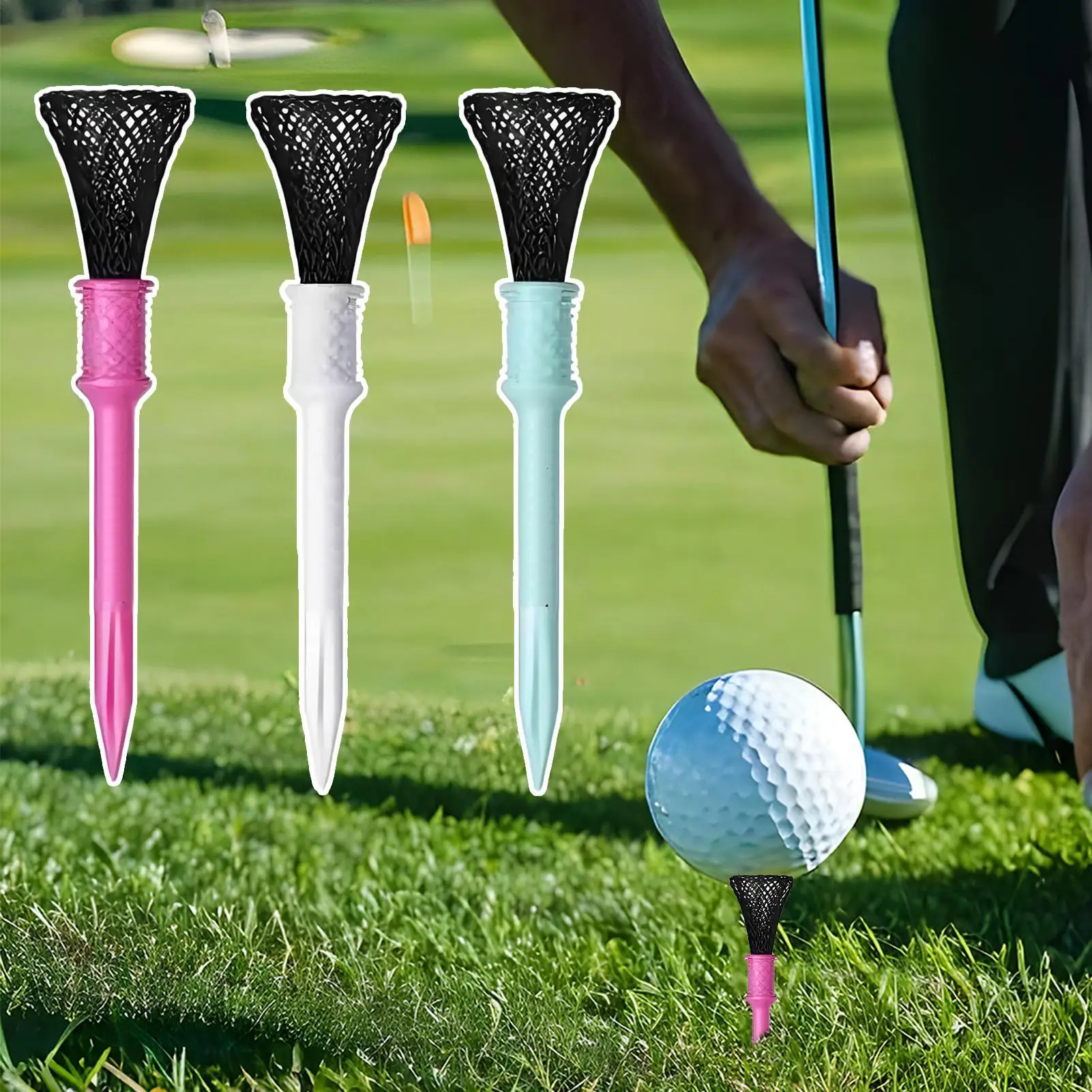 Golf Tees 3piece Mesh Design Base Reduce Friction Practice Golf Tees High-Elastic For Men Women Golfers Practice Kids Home