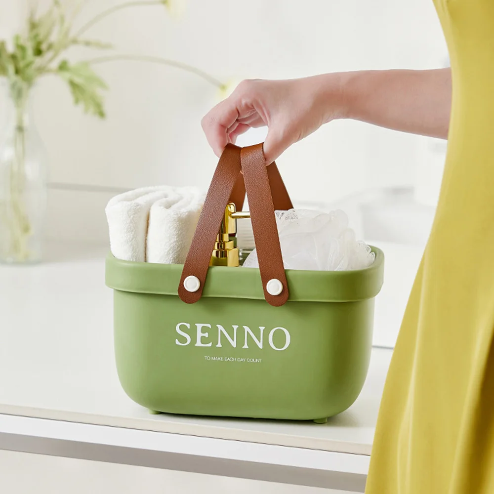 

Bathroom Toiletries Storage Basket Portable Drain Basket Bath Basket PP Bathroom Storage Box Snack Cosmetic Wash Storage Box