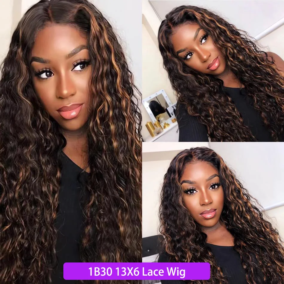 Blonde Highlight Wig Human Hair Curly Water Deep Wave 13X6 Hd Lace Frontal Wig 13X4 P4/27 1B30 Ombre Colored Front Wig For Women